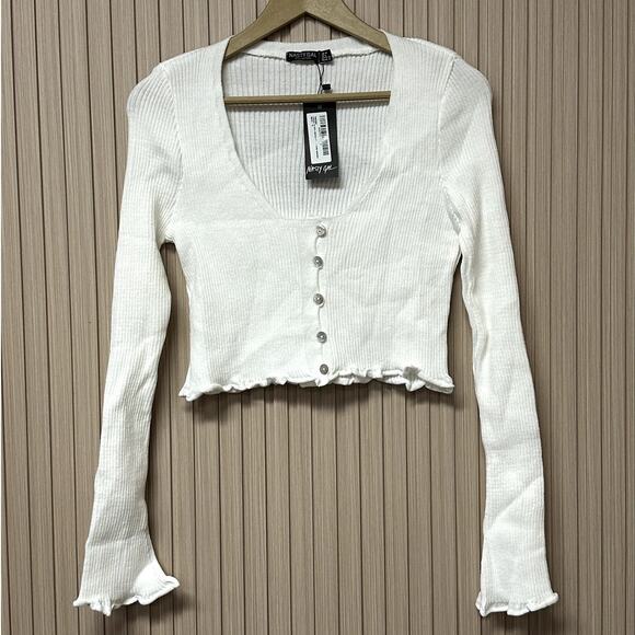 Nasty Gal License to Chill Ribbed Button Down Cardigan Size 6 - Picture 1 of 8